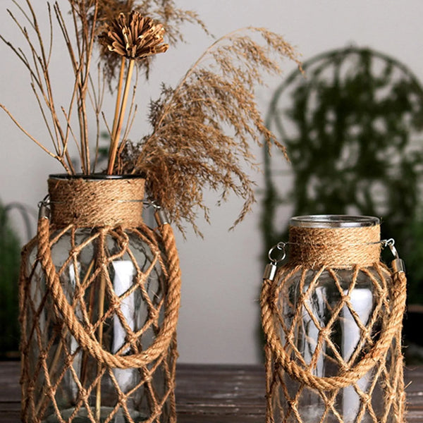 Boho Rope Hanging Glass Vase