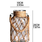 Rustic Hanging Glass Vase Rope Net Dry Flower Glass Vase with Art Hemp Rope Home Transparent Living Room Decor Table Decoration