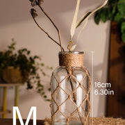 Rustic Hanging Glass Vase Rope Net Dry Flower Glass Vase with Art Hemp Rope Home Transparent Living Room Decor Table Decoration