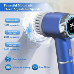 Electric Spin Scrubber with 5 Replaceable Brush Head, Three-Speed Adjustable Handheld Rechargeable Shower Scrubber