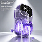 Rechargeable Smart Double Toothbrush Holder with UV Sterilizer Wall Mount - UV Disinfection Air Drying Digital Display