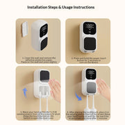 Rechargeable Smart Double Toothbrush Holder with UV Sterilizer Wall Mount - UV Disinfection Air Drying Digital Display