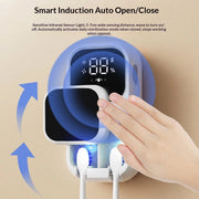 Rechargeable Smart Double Toothbrush Holder with UV Sterilizer Wall Mount - UV Disinfection Air Drying Digital Display